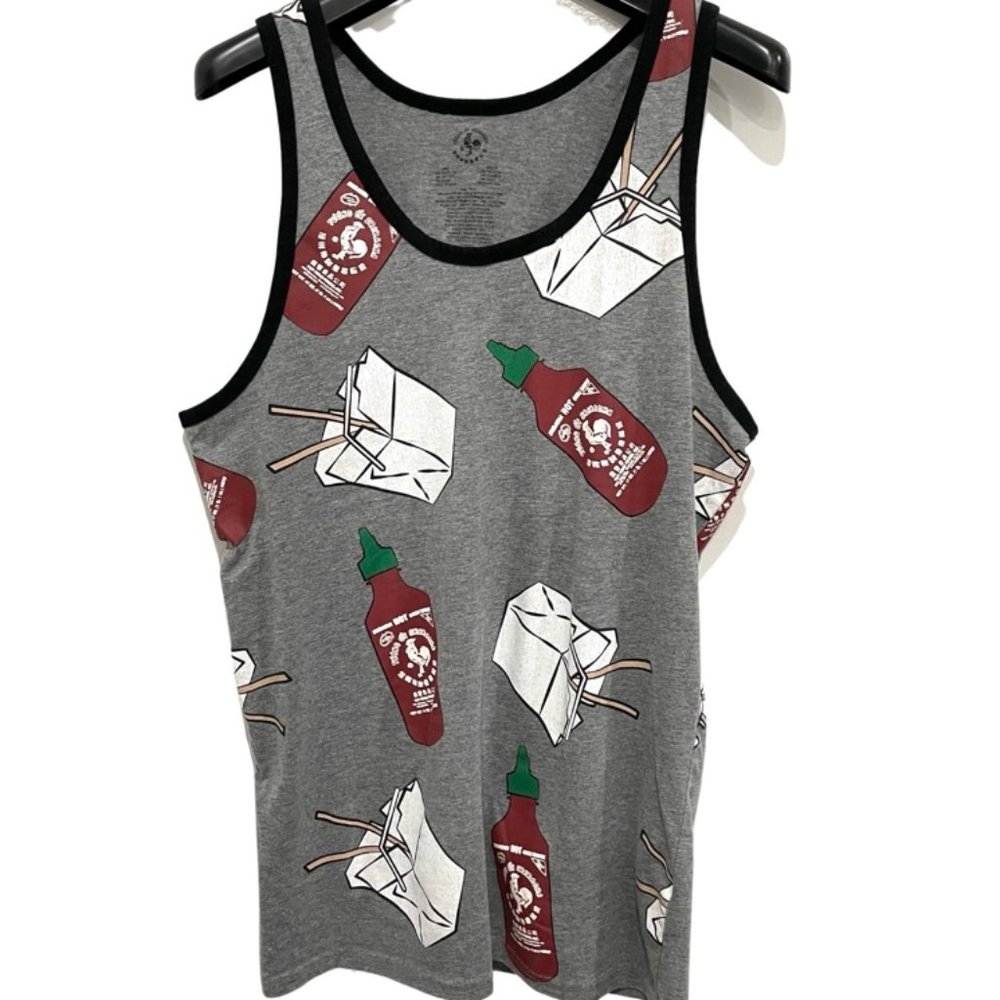 SRIRACHA Chilli Sauce Take-Out/ Men Gray Tank Top